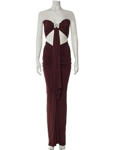 Pre-owned Christopher Esber Strapless Long Dress In Burgundy