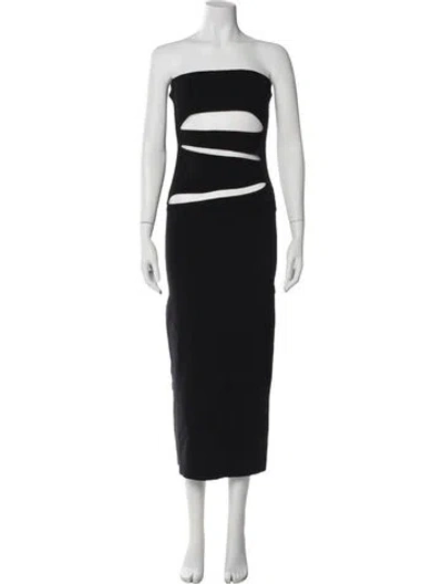 Pre-owned Christopher Esber Strapless Midi Length Dress In Black