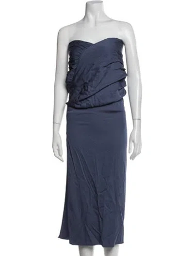 Pre-owned Christopher Esber Strapless Midi Length Dress In Blue