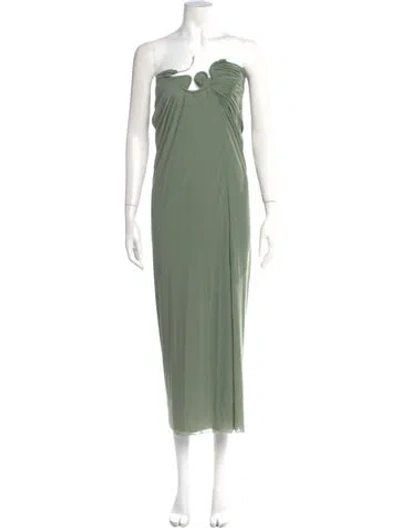 Pre-owned Christopher Esber Strapless Midi Length Dress In Green