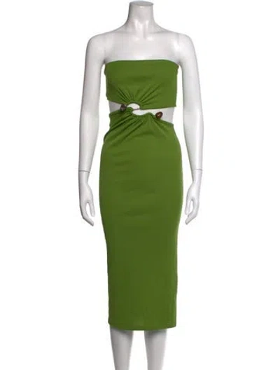 Pre-owned Christopher Esber Strapless Midi Length Dress In Green