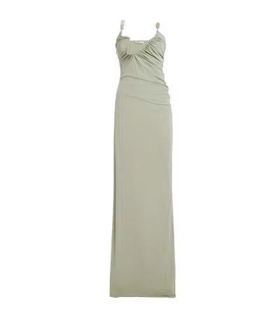 Christopher Esber Strapless Odessa Arced Gown In Green