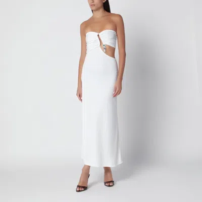 Christopher Esber Strapless White Dress With Crystal Pendant