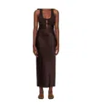 Christopher Esber Womens Mahogany Monument Contrast-knitted-panels Silk Midi Dress In Brown