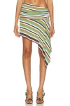 Christopher Esber Stripe Knit Extension Drape Mini Skirt In Multi
