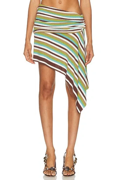 Christopher Esber Stripe Knit Extension Drape Mini Skirt In Multi