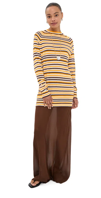 Christopher Esber Stripe Knit Monument Dress Solaris Stripe In Brown