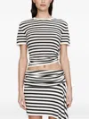 Christopher Esber Stripe Knit Ruched Orbit Knit Top In Black