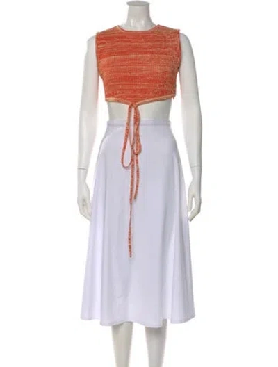 Pre-owned Christopher Esber Striped Crew Neck Crop Top In Orange
