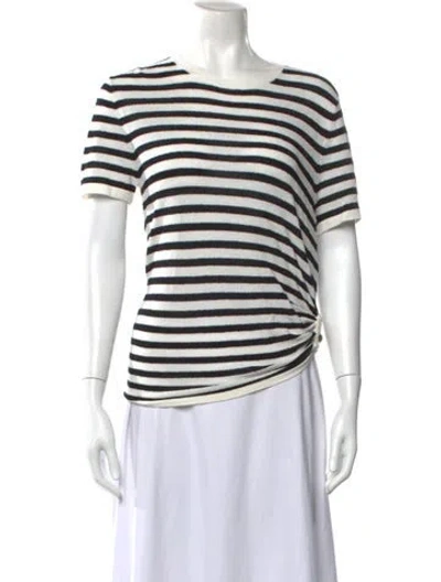 Pre-owned Christopher Esber Striped Crew Neck Top In White
