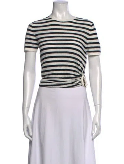 Pre-owned Christopher Esber Striped Crew Neck Top In White