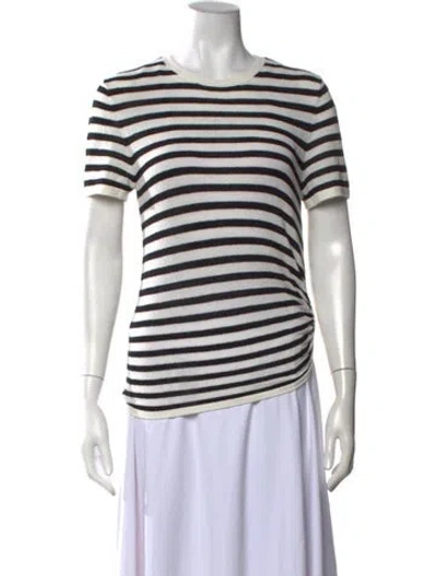 Pre-owned Christopher Esber Striped Crew Neck Top In White