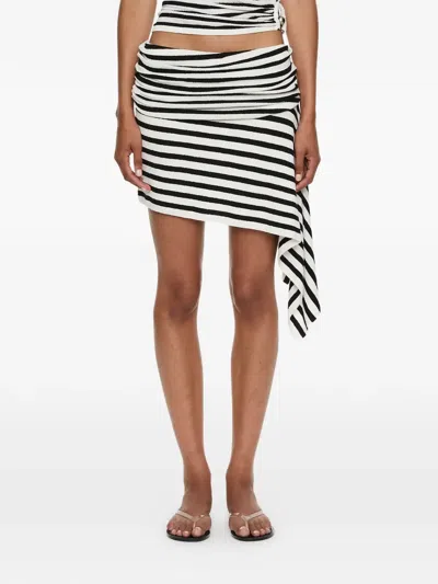 Christopher Esber Striped Drape Mini Skirt In White