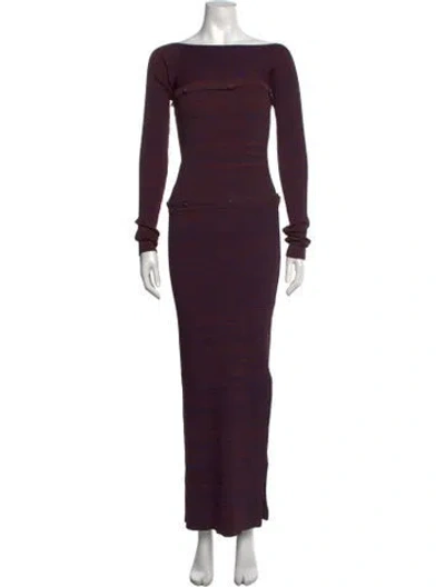 Pre-owned Christopher Esber Striped Long Dress In Burgundy