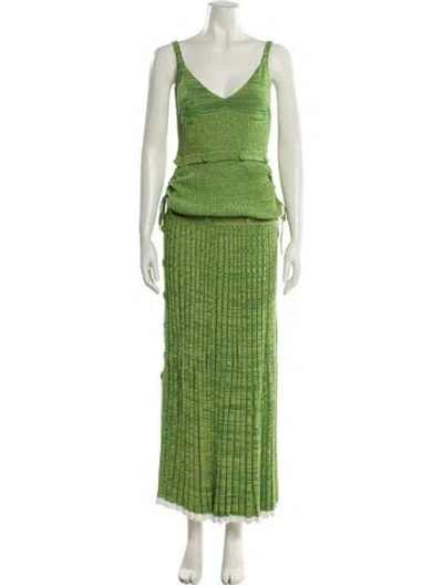 Pre-owned Christopher Esber Striped Long Dress In Green