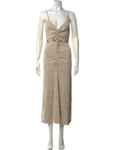 Pre-owned Christopher Esber Striped Long Dress In Neutrals
