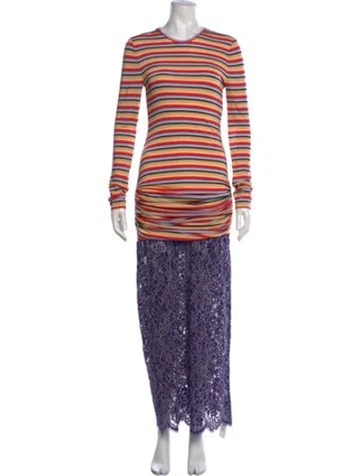 Pre-owned Christopher Esber Striped Long Dress In Purple