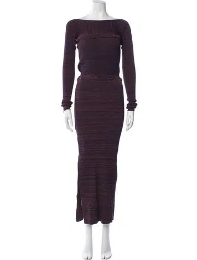 Pre-owned Christopher Esber Striped Long Dress In Purple
