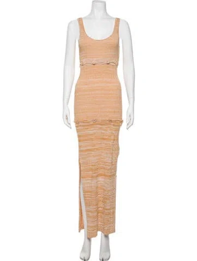 Pre-owned Christopher Esber Striped Long Dress In Yellow