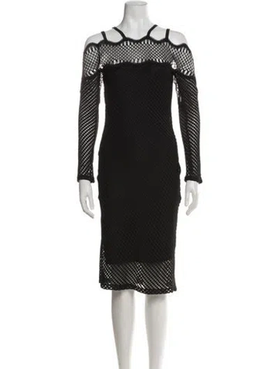 Pre-owned Christopher Esber Striped Midi Length Dress In Black