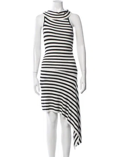 Pre-owned Christopher Esber Striped Midi Length Dress In Black