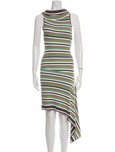 Pre-owned Christopher Esber Striped Midi Length Dress W/ Tags In Multi