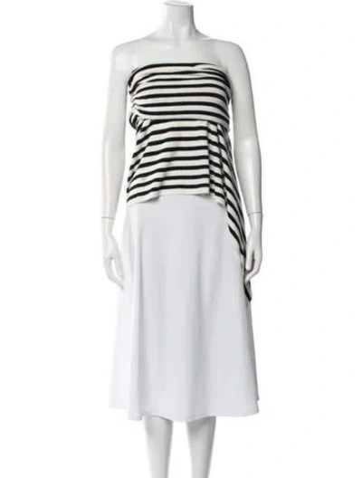Pre-owned Christopher Esber Striped Midi Length Skirt W/ Tags In White