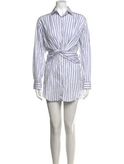 Pre-owned Christopher Esber Striped Mini Dress In White