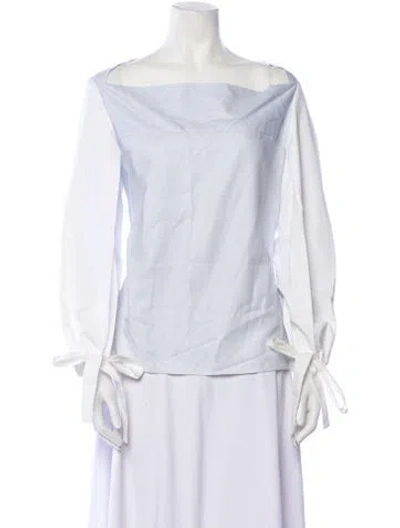 Pre-owned Christopher Esber Striped Off-the-shoulder Blouse In White