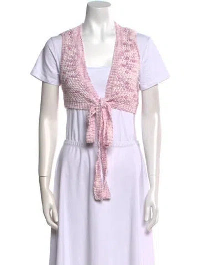 Pre-owned Christopher Esber Striped V-neck Crop Top In Pink