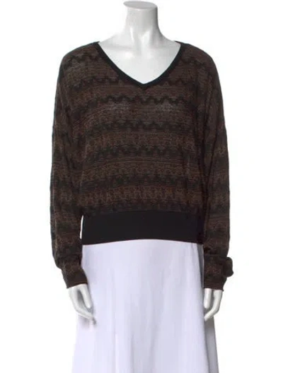 Pre-owned Christopher Esber Striped V-neck Sweatshirt In Black