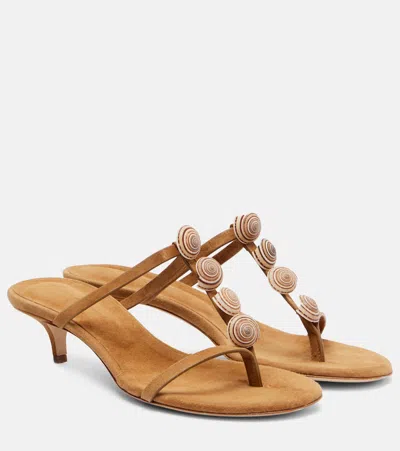 Christopher Esber Sundial Heel 40 Thong Sandals In Beige