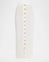 Christopher Esber Sundial Shell Button-front Sunray Knit Maxi Skirt In White