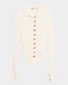 Christopher Esber Sundial Shell-button Rib Knit Cardigan In White