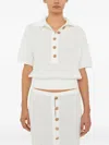 Christopher Esber Sundial Shell Knitted Polo Top In White
