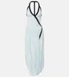 Christopher Esber Suspended Ruched Jersey Maxi Dress In Blue