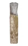 Christopher Esber Swept Chain Velvet Gown In Multi