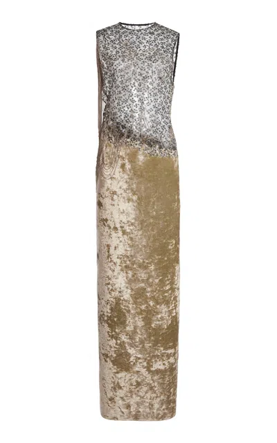 Christopher Esber Swept Chain Velvet Gown In Multi