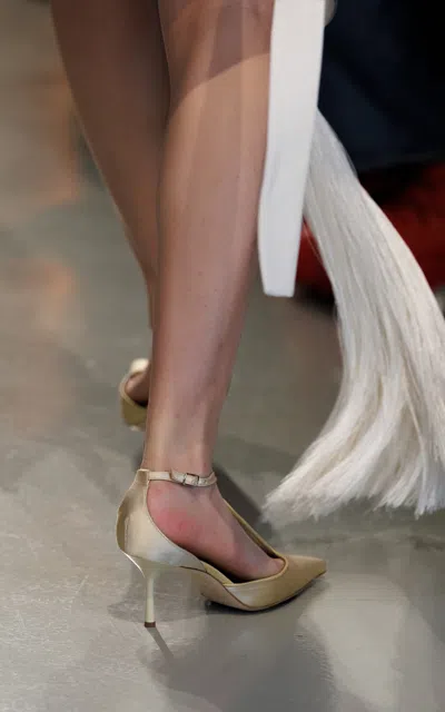 Christopher Esber T-bar Satin Pumps In Neutral