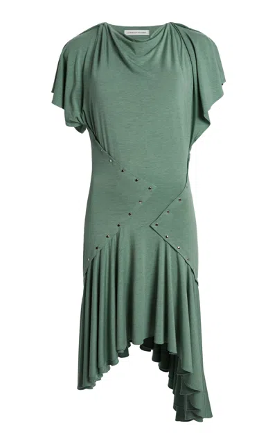 Christopher Esber Tai Rivet Jersey Tee Mini Dress In Green