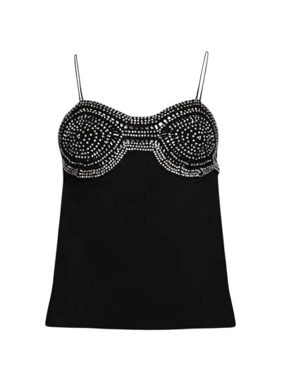 Christopher Esber Tailored Crystal Crochet Top In Black