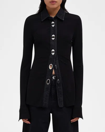 Christopher Esber Tailored Tab Turnlock Collared Shirt In Black