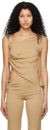 Christopher Esber Tan Draped Top In Tannin