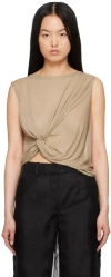 Christopher Esber Castillo Draped Chiffon Top In Stone