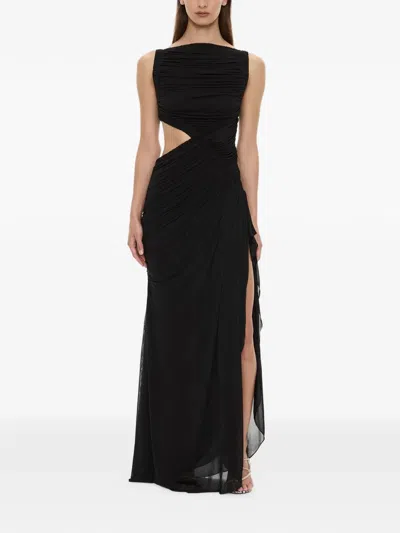 Christopher Esber Theia Squared Ruched Cutout Dress In Black