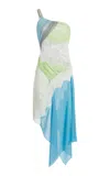 Christopher Esber Therma Spliced Tulle-lace Midi Dress In Multi