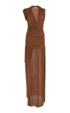 Christopher Esber Theron Drape Dress In Brown