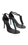 Christopher Esber Thorn Beaded T-bar Leather Sandals In Black
