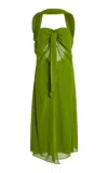 Christopher Esber Tie-detailed Silk Midi Dress In Green