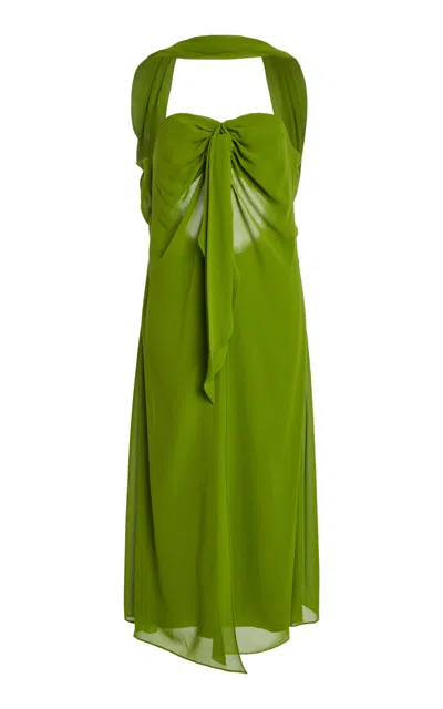 Christopher Esber Tie-detailed Silk Midi Dress In Green